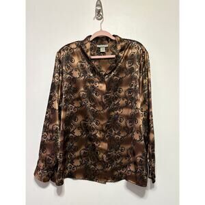 NOTATIONS WOMAN VINTAGE BUTTON FRONT SATIN BLOUSE 20W